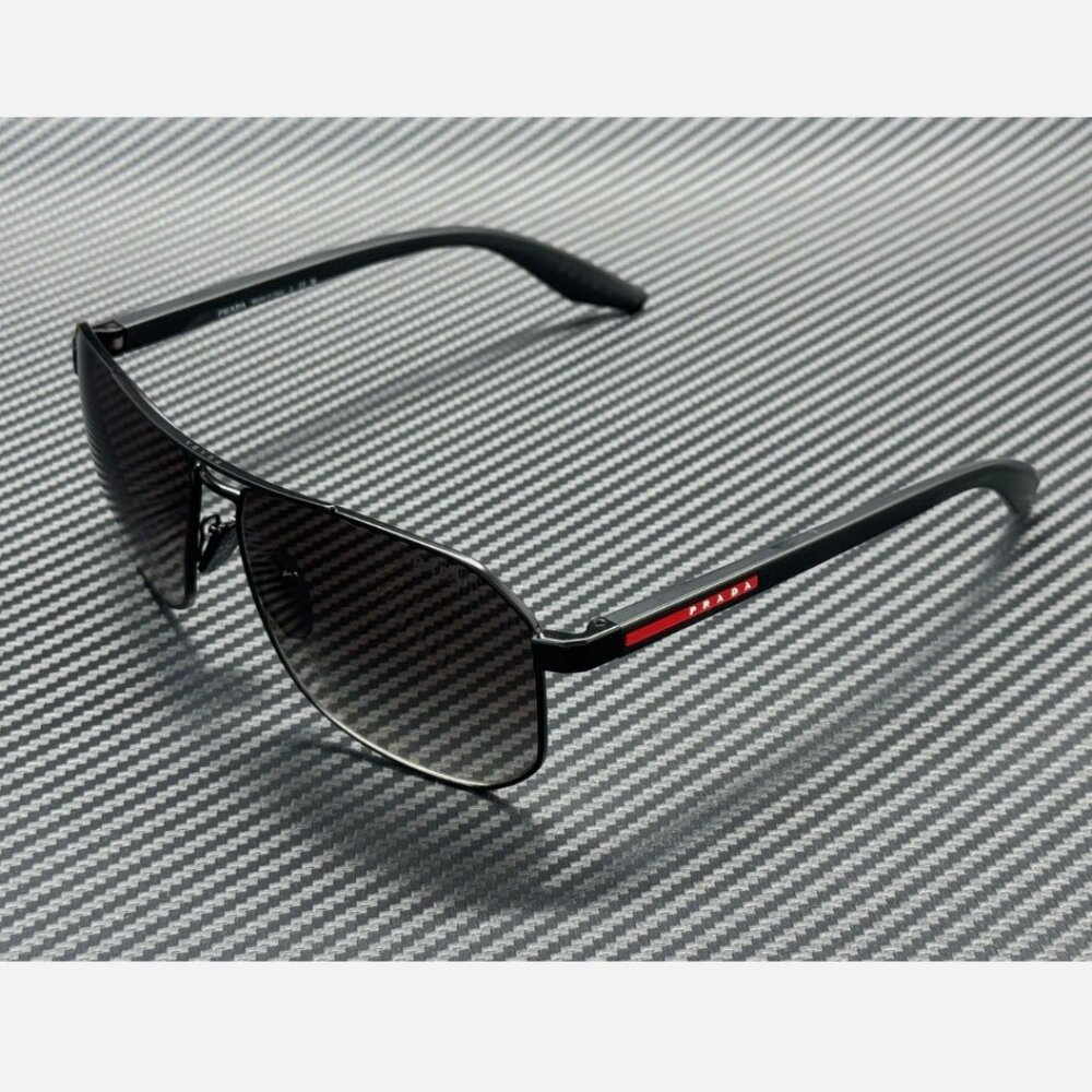 PRADA LINEA Matte Black Grey Gradient Men's 62 mm Sunglasses